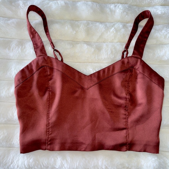 ABERCROMBIE & FITCH NEW S Satin Sweetheart Corset Stretch Crop Top Sleeveless - Picture 1 of 3
